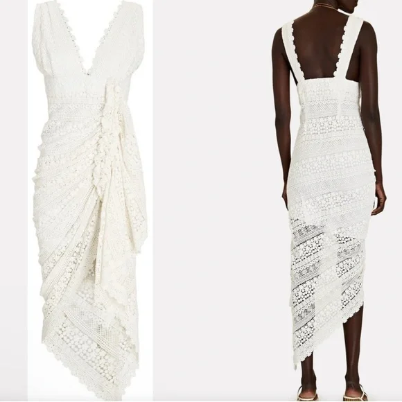 Just BEE Queen Tulum Ruched Crochet Midi Dress size Large
